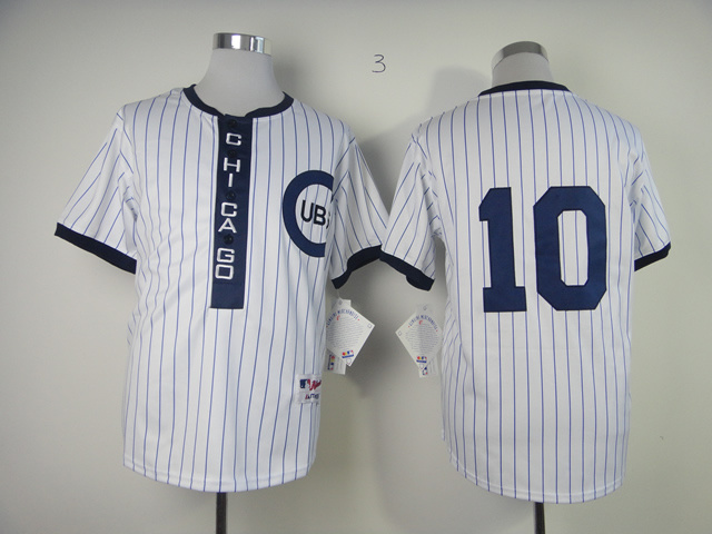 Men Chicago Cubs #10 Santo White Throwback 1909 MLB Jerseys